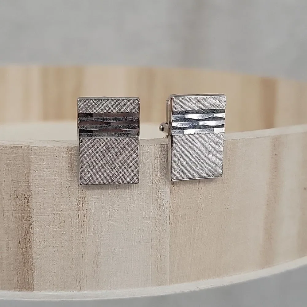 ARSON Vintage Cuff Links Silver toned Rectangle